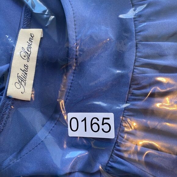 0165 Alisha Levine Royal Blue Satin Blouse with Ruffles Size L New - Picture 8 of 10